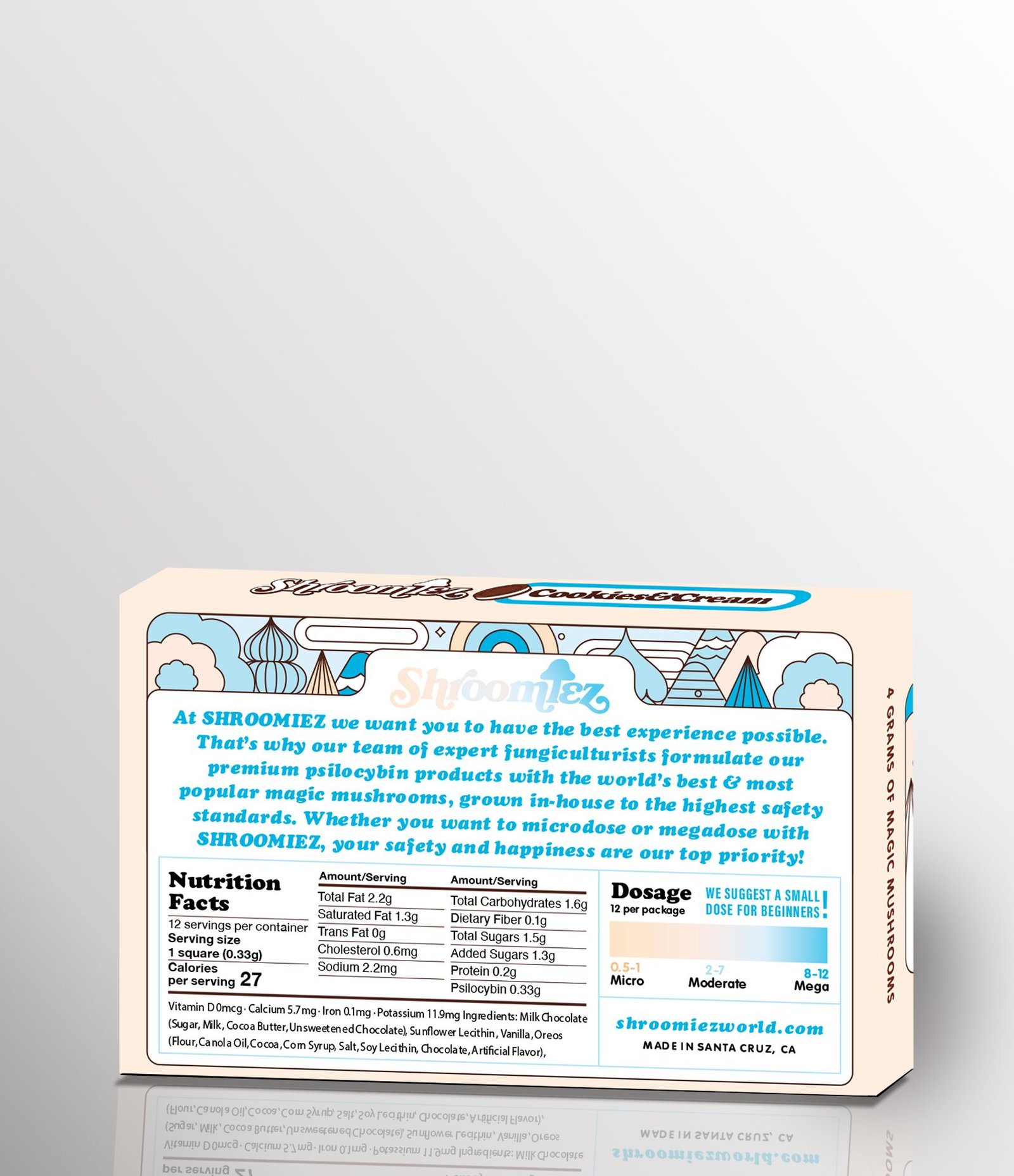 Buy Shroomiez Cookies & Cream Milk Chocolate Bar Online