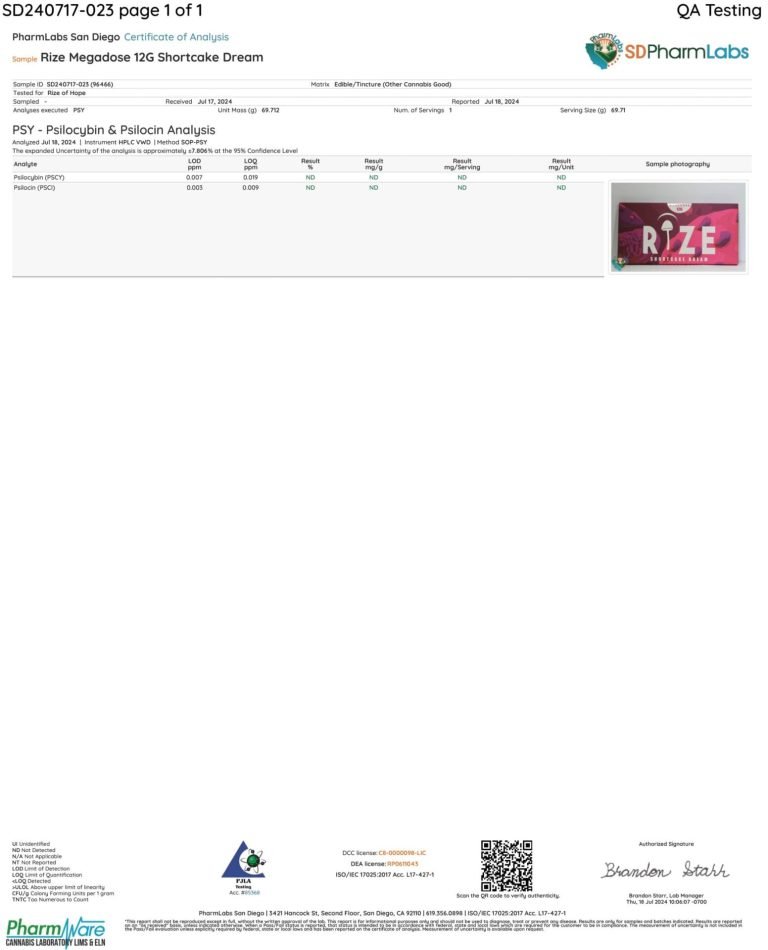 Rize – Shortcake Dream Megadose Mushroom Chocolate Bar 12G